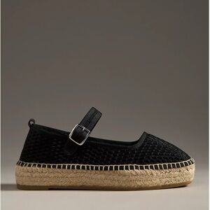 Maeve Black Espadrille Flats with Tan Sole